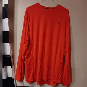 Under Armour Men's Bright Red Long Sleeve Tee Sz 3XL Orange